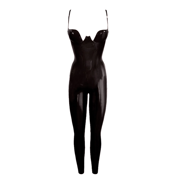 Latex Paris Cup Catsuit w/ Back Zip / Dressing for Pleasure Luxury Lubricant 20ml in supatex black