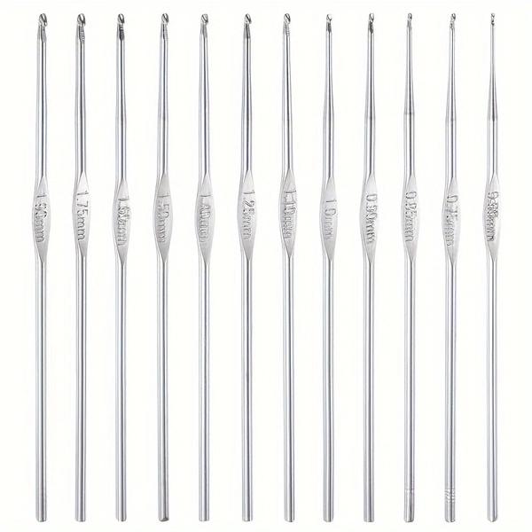 TEMU Set Of 12 Stainless Steel Crochet Hooks