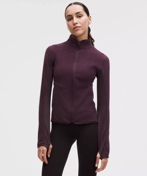 Tumbled Fleece Running Jacket - Black Plum - XS