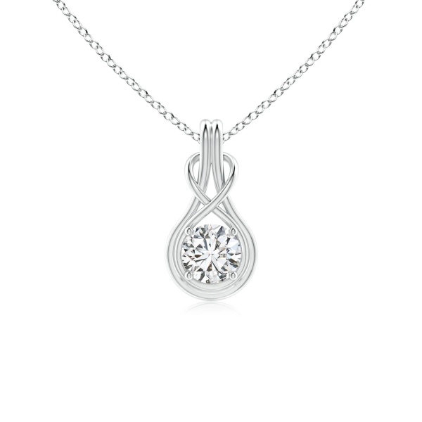 White Gold Round Diamond Solitaire Infinity Knot Pendant