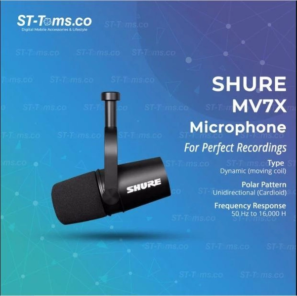 Shure MV7X Podcast Microphone With XLR Output