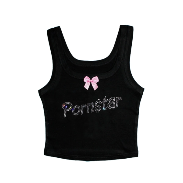 QUEEN OF THE DAMN RHINESTONE SCOOP NECK TOP