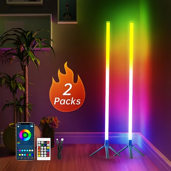 TEMU 2/1 Pack Rgb Floor Lamp Basic, Usb 5v Led Corner Lamp, App & Control, Smart Modern Floor Lamp With Music Sync And 16 Million Diy Colors, Color