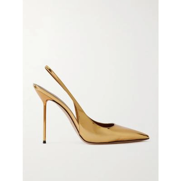 Paris Texas - Lidia Mirrored-leather Slingback Pumps - Bronze