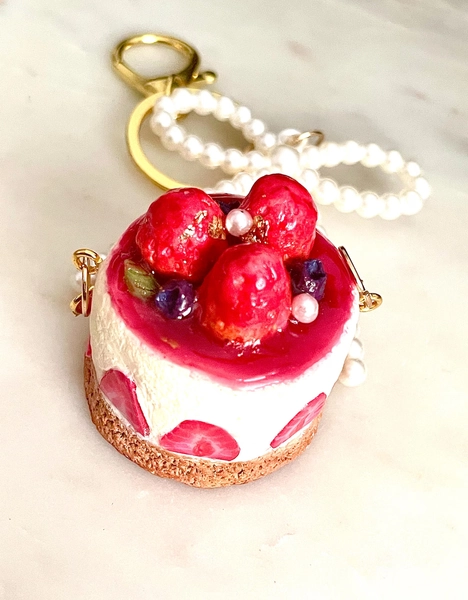 Strawberry Cheesecake Keychain |polymer Clay Dessert Charm - Etsy Australia