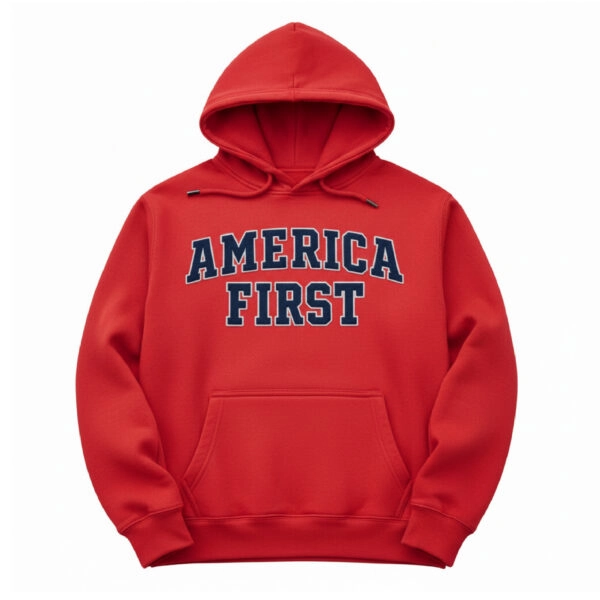 Embroidered Collegiate Hoodie – Red – FUENTES.STORE
