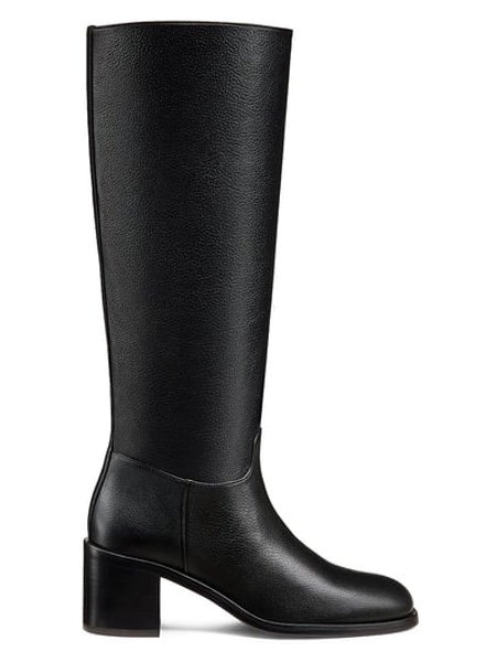 Stuart Weitzman Women's Finn 55MM Leather Knee-High Boots - Black - Size 11