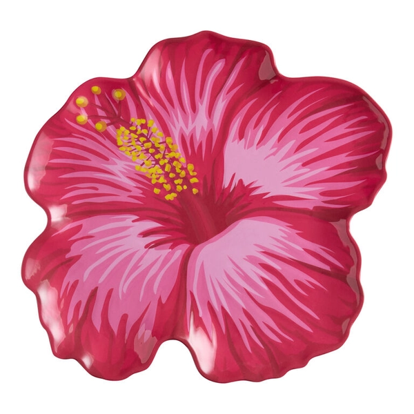 Pink Melamine Hibiscus Shaped Serving Platter