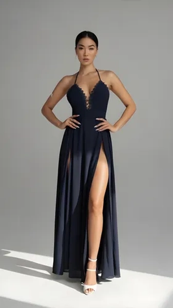 Vestido Largo Cey Con Tajo Talle 3 Y 5