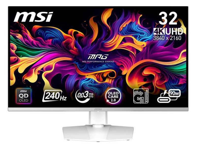 MSI 32" UHD 4K 240Hz  AMD FreeSync Premium Pro & G-Sync Compatible 0.03ms HDR400 USB-C white OLED Gaming Computer Monitor with Height Adjustable, Pivot, Swivel & Tilt Stand MPG 321URXW QD-OLED - Newegg.com