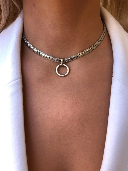 Silver Day Collar Necklace: O-ring Pendant, Adjustable Length - Etsy