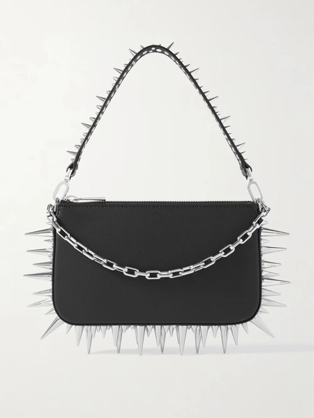 Loubila mini spiked leather shoulder bag - black - One Size