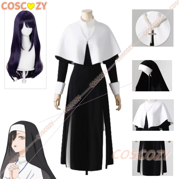 Kitagawa Marin Cosplay Costume collier perruque ma robe saison 2 femmes fille nonne uniforme Kitagawa robe noire Halloween Cosplay