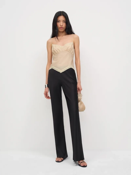 Gale Satin Mid Rise Bias Pant