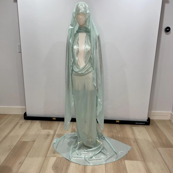 Handmade Déesse Du Désert Coastal Paradise Mint Blue Luminescence with Zipper Maxi Dress Y2K Era early 2000’s Special Rare