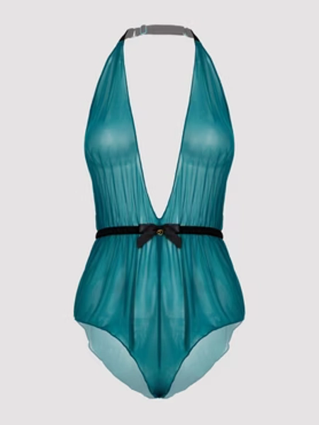 Lovehoney Barely There Sheer Green Crotchless Body