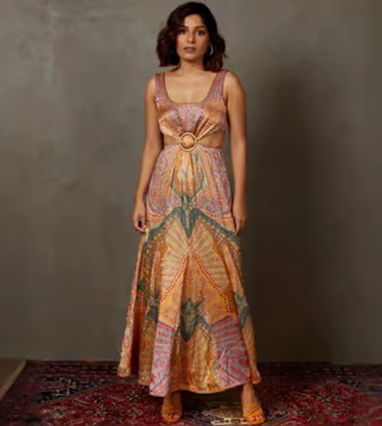 RI.Ritu Kumar Purple & Multi Kumar Petunia Embroidered Dress