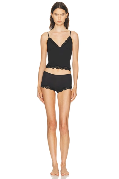 SKIMS Fits Everybody Lace Triangle Cami & Boyshort Set in Black