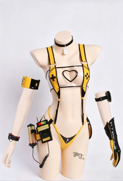 Goddess of Victory: Nikke Elegg Cosplay Costume Swimsuit Bodysuit with Thong and Choker