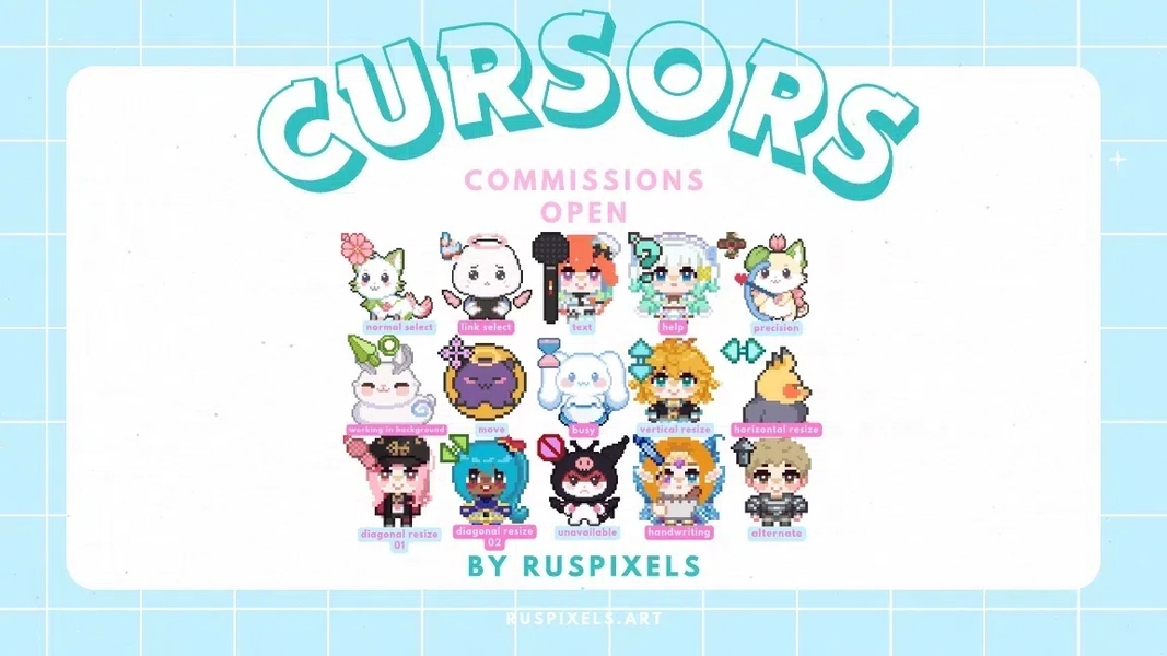 Custom Pixel Cursor Set by ruspixels