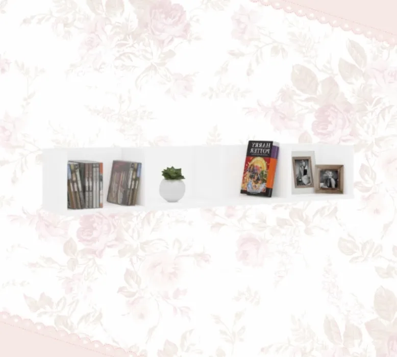 vidaXL CD Wandregal 4 Fächer Wandboard DVD Regal Aufbewahrung Hängeregal Bücherregal Medienregal Dekoregal Weiß 100x18x18cm Holzwerkstoff - Weiß