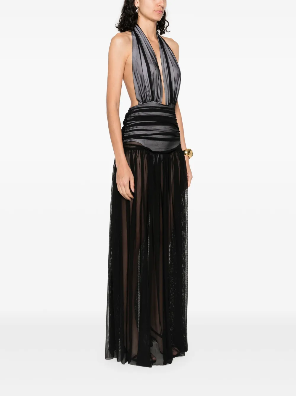 Norma Kamali robe longue froncée à dos nu | S