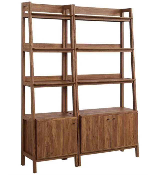 LexMod Modway Bixby Wood Bookshelves - Set of 2 in Walnut