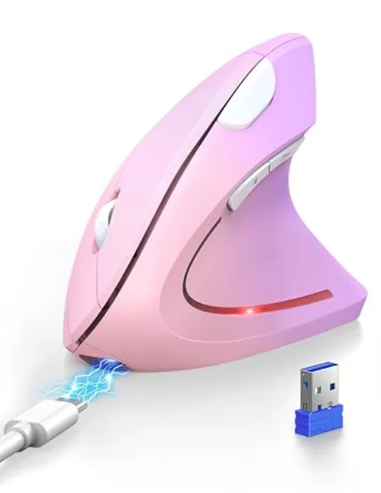 TECKNET Rechargeable Wireless Ergonomic Mouse, Bluetooth Vertical Mouse (BT 5.0/3.0 + 2.4G), 4800 DPI Silent Mouse with 6 Adjustable DPI, 6-Button Computer Mouse for Laptop