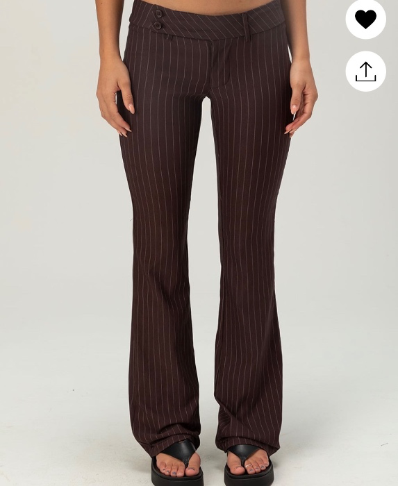 FULL TILT Womens Low Rise Pinstripe Bootcut Pants - BROWN/WHITE