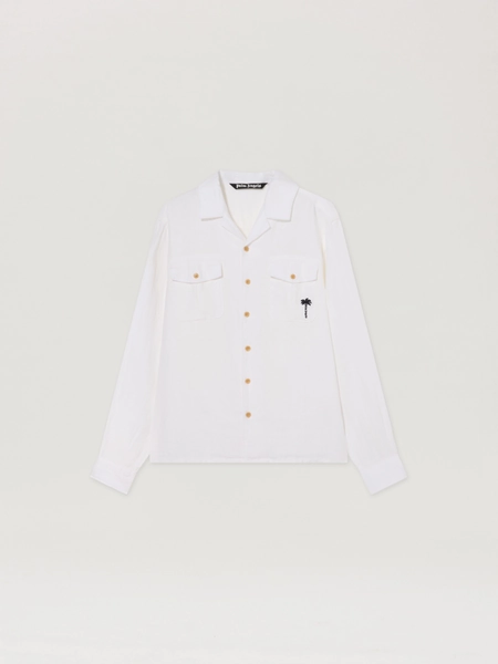 PALM ANGELS Palm Tree Bowling Shirt Man Off White - Black M