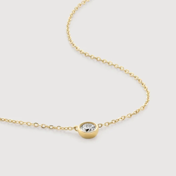 Gold Solitaire Diamond Small Chain Necklace