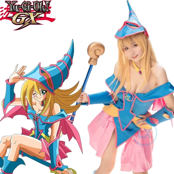 Anime Yu-Gi-Oh! Dark Magician Girl Komplettset Hut + Kleid Cosplay Kostüm Halloween Party Frauen Mädchen Geschenke - AliExpress