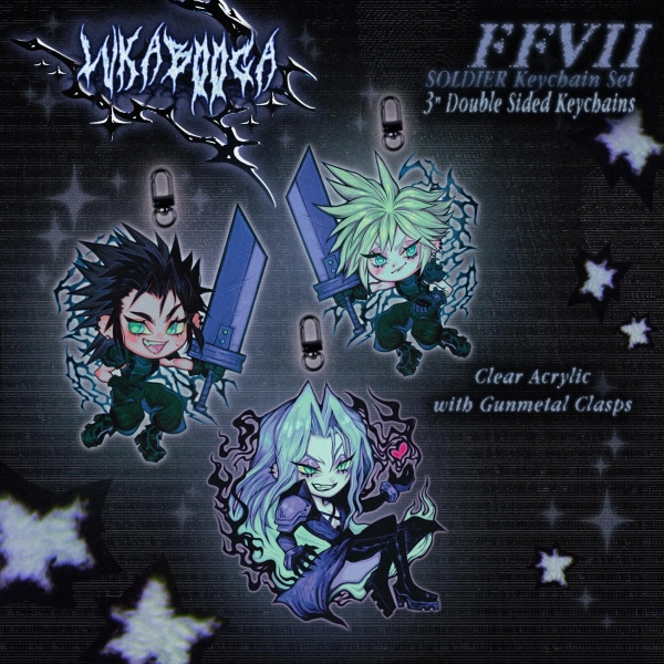 FFVII SOLDIER 3” Keychain Set