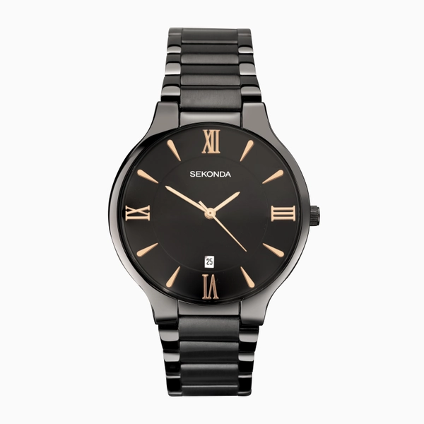 Sekonda Wilson Men's Watch | Gun Metal Case & Stainless Steel Bracelet with Black Dial | 1934