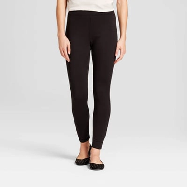 Women's High Waist Ponte Leggings - A New Day™ Black M: Mid Rise, Skinny Leg, Wide Waistband, Power Stretch, 28" Inseam