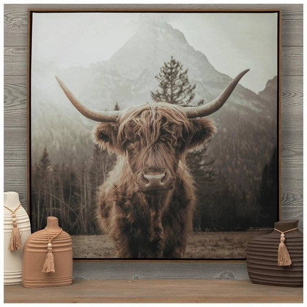 Highland Cow Framed Canvas Wall Decor