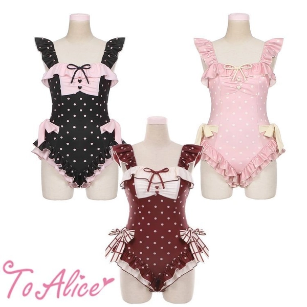 【ToAlice】レトロドットワンピース水着【30%OFF】