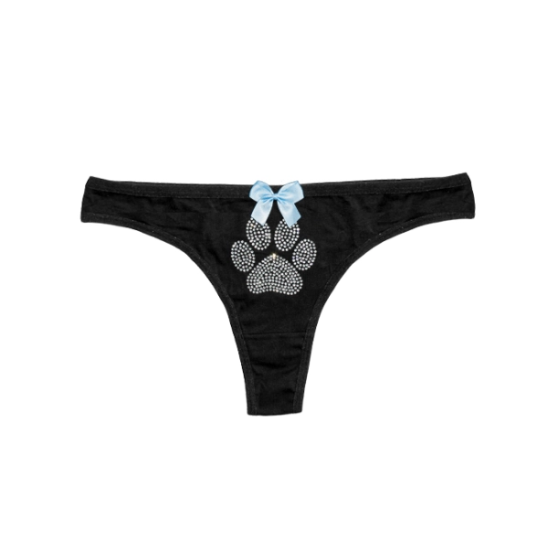 DUMB PUPPY RHINESTONE CHEEKY THONG