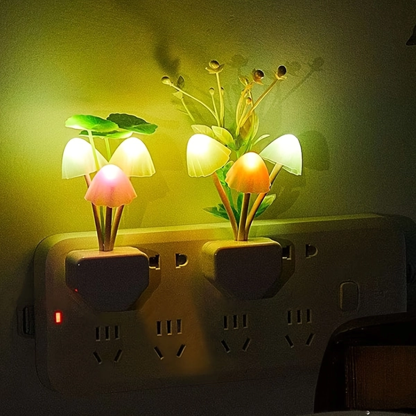 [Color Changing|Mushroom Light] Color Changing Mushroom Light | Dream Bed Lamp, Cute Night Light, Sweet for Bedroom, Bathroom, Stair, Hallway, Semi Flush Mount, Polished Finish, Light Sensor Control, 110V-130V, 1pc, No Battery