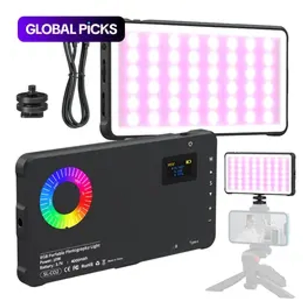 USB Rechargeable RGB Photography Light, Portable Travel Camera and LED Selfie Light for Live Streaming Equipment and Vlogging #GLOBAL PICKS