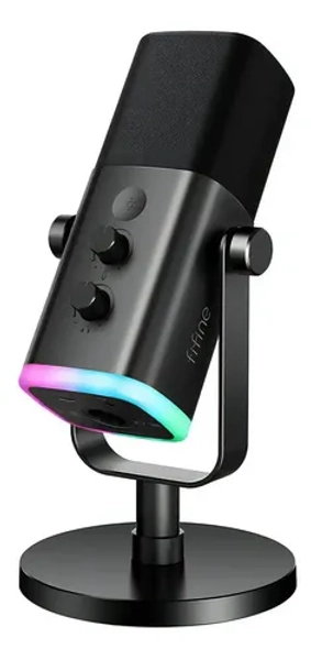 Micrófono Dinámico Fifine AM8 USB XLR RGB Streaming Podcast Negro