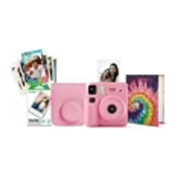 Fujifilm instax Mini SE Instant Camera with Case, Album, 10 Pack of Film, and Frame Stickers, Pink (Value bundle)