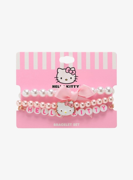 Hello Kitty Pearl Bow Bracelet Set
