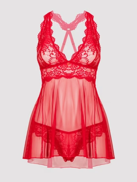 Lovehoney Plus Size Bombshell Red Lace Babydoll Set