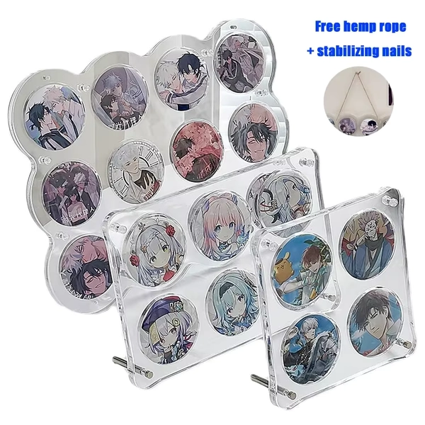 Hanging Acrylic Badge Display Stand Transparent Desktop Badge Protective Cover Anime Peripheral Stand Storage Box Card Brick - AliExpress 15