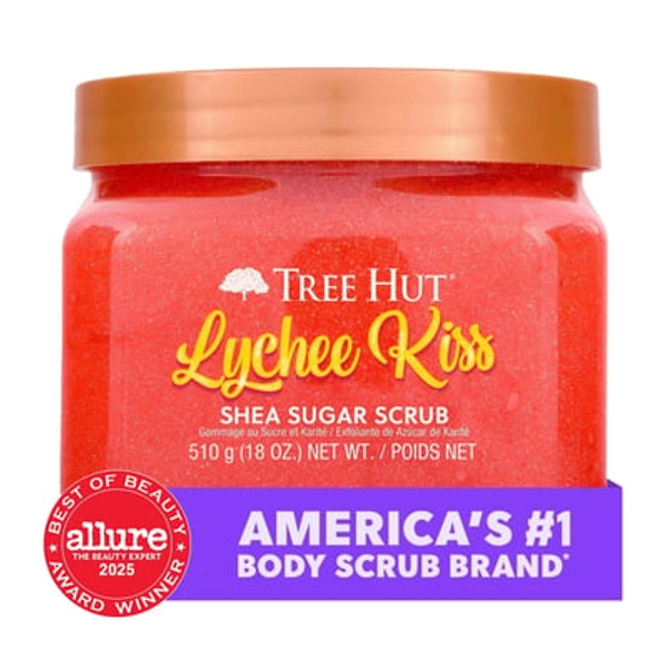 Tree Hut Lychee Kiss Shea Butter Sugar Body Scrub, 18 oz