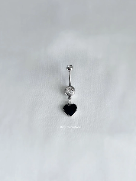 Black Heart Belly Ring