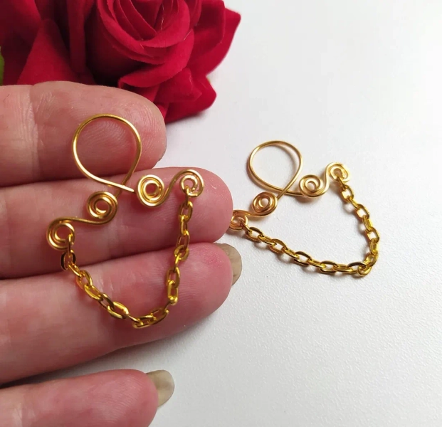 Non Piercing Nipple Clamps With Chain: Adjustable Body Jewelry - Etsy UK