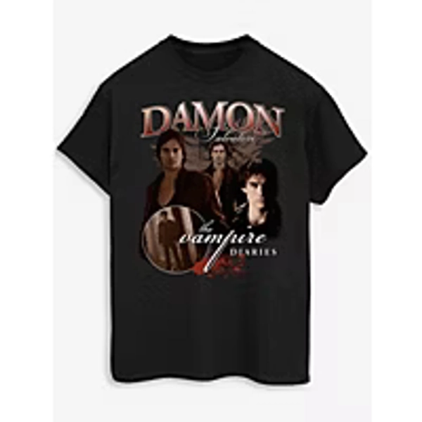 NW2 The Vampire Diaries Damon Black Printed T-Shirt | Women | George at ASDA