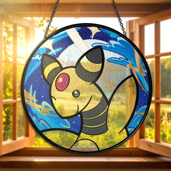 Ampharos Stained Glass Suncatcher Electric Type Ampharos Window Hanging Ampharos Suncatcher Gift for Fans Ampharos Collectors Christmas Gift
